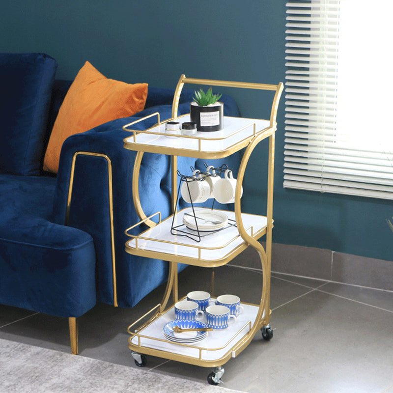 Modern Style Metal Prep Table Rolling Marble Prep Table with Open Storage Clearhalo 'furn' 'furn_kitchen_islands_carts' 'Furniture' 'Kitchen & Dining Furniture' 'Kitchen Islands & Carts' 'kitchen_islands_carts' 5739617