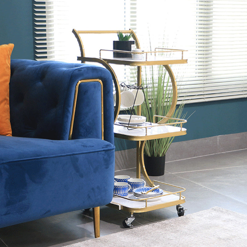 Modern Style Metal Prep Table Rolling Marble Prep Table with Open Storage Clearhalo 'furn' 'furn_kitchen_islands_carts' 'Furniture' 'Kitchen & Dining Furniture' 'Kitchen Islands & Carts' 'kitchen_islands_carts' 5739618