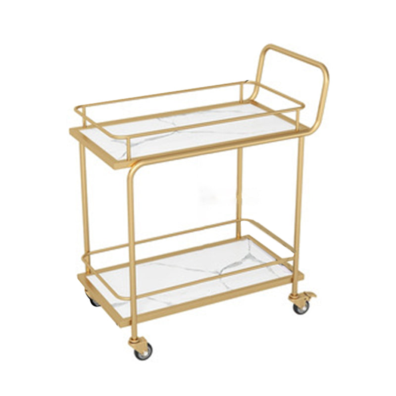 33.86" High Modern Style Rolling Prep Table Stone Prep Table for Dining Room Gold 2 Clearhalo 'furn' 'furn_kitchen_islands_carts' 'Furniture' 'Kitchen & Dining Furniture' 'Kitchen Islands & Carts' 'kitchen_islands_carts' 5739629