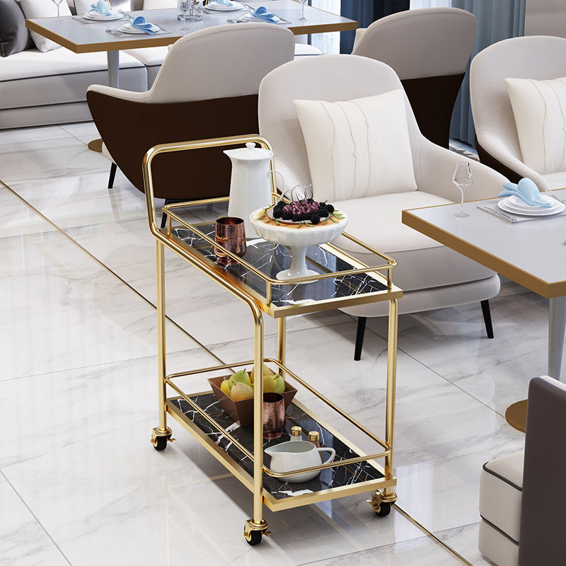 33.86" High Modern Style Rolling Prep Table Stone Prep Table for Dining Room Clearhalo 'furn' 'furn_kitchen_islands_carts' 'Furniture' 'Kitchen & Dining Furniture' 'Kitchen Islands & Carts' 'kitchen_islands_carts' 5739631