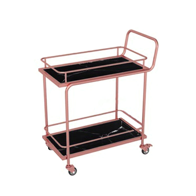 33.86" High Modern Style Rolling Prep Table Stone Prep Table for Dining Room Black Rose Gold 2 Clearhalo 'furn' 'furn_kitchen_islands_carts' 'Furniture' 'Kitchen & Dining Furniture' 'Kitchen Islands & Carts' 'kitchen_islands_carts' 5739632