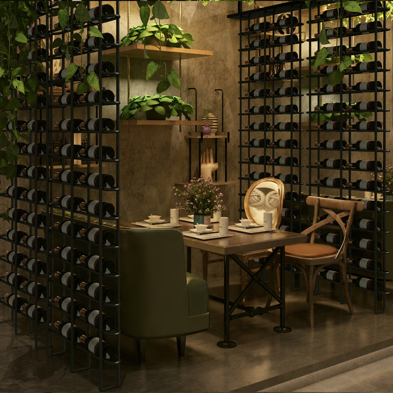 Industriële wijnfleshouder vloer wijnrek in mat zwart
