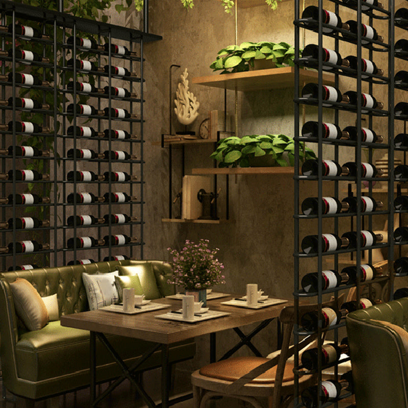 Industriële wijnfleshouder vloer wijnrek in mat zwart