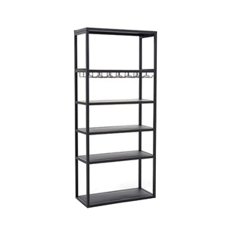 Industrial Iron Bottle Wine Rack Simple Floor Bottle Holder with Wine Storage 31.5"L x 13.8"W x 70.9"H Matte Black Clearhalo 'furn' 'furn_wine_racks' 'Furniture' 'Kitchen & Dining Furniture' 'Wine Racks' 'wine_racks' 5739784