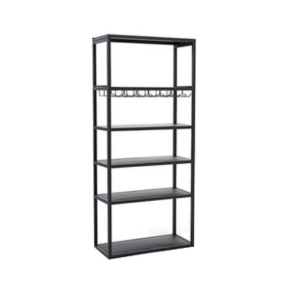 Industrial Iron Bottle Wine Rack Simple Floor Bottle Holder with Wine Storage 31.5"L x 13.8"W x 70.9"H Matte Black Clearhalo 'furn' 'furn_wine_racks' 'Furniture' 'Kitchen & Dining Furniture' 'Wine Racks' 'wine_racks' 5739784