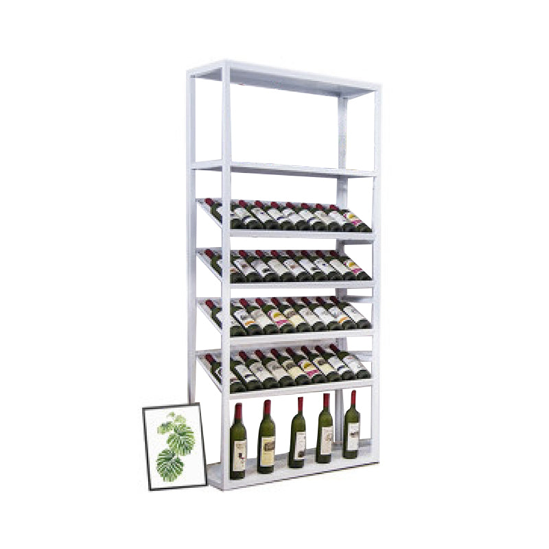 Industrial Iron Bottle Wine Rack Simple Floor Bottle Holder with Wine Storage 31.5"L x 13.8"W x 70.9"H White Clearhalo 'furn' 'furn_wine_racks' 'Furniture' 'Kitchen & Dining Furniture' 'Wine Racks' 'wine_racks' 5739786