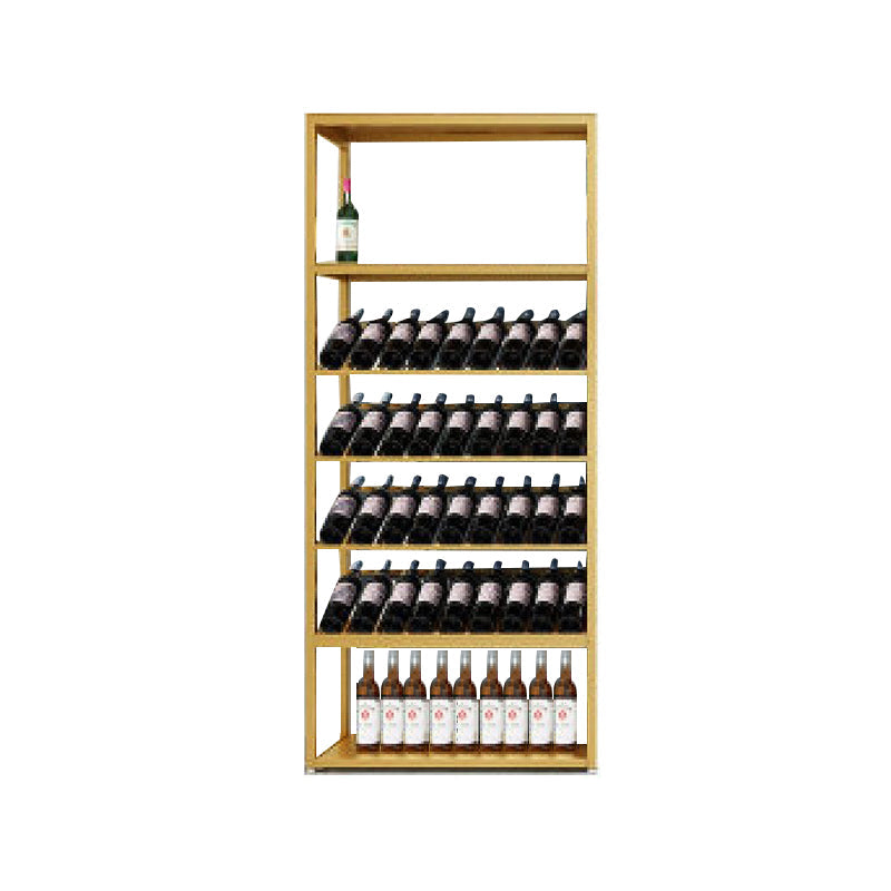 Industrial Iron Bottle Wine Rack Simple Floor Bottle Holder with Wine Storage 31.5"L x 13.8"W x 70.9"H Gold Clearhalo 'furn' 'furn_wine_racks' 'Furniture' 'Kitchen & Dining Furniture' 'Wine Racks' 'wine_racks' 5739789