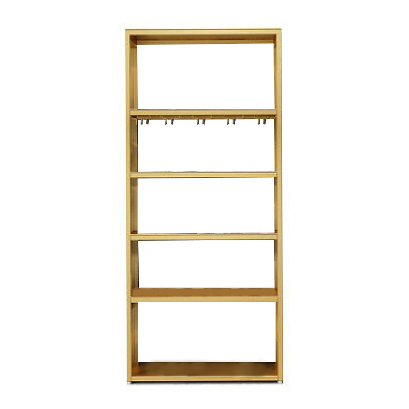 Industrial Iron Bottle Wine Rack Simple Floor Bottle Holder with Wine Storage 31.5"L x 13.8"W x 70.9"H Rose Gold Clearhalo 'furn' 'furn_wine_racks' 'Furniture' 'Kitchen & Dining Furniture' 'Wine Racks' 'wine_racks' 5739791