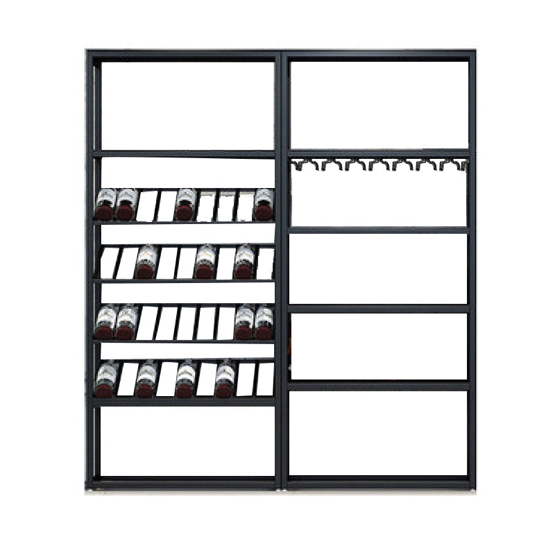 Industrial Iron Bottle Wine Rack Simple Floor Bottle Holder with Wine Storage 63"L x 13.8"W x 70.9"H Black Clearhalo 'furn' 'furn_wine_racks' 'Furniture' 'Kitchen & Dining Furniture' 'Wine Racks' 'wine_racks' 5739798