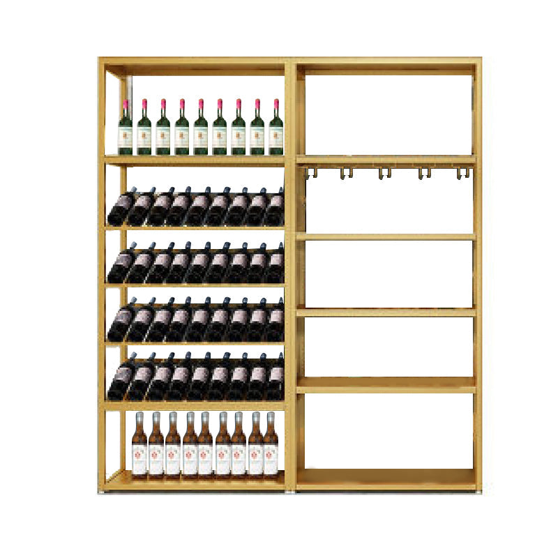 Industrial Iron Bottle Wine Rack Simple Floor Bottle Holder with Wine Storage 63"L x 13.8"W x 70.9"H Gold Clearhalo 'furn' 'furn_wine_racks' 'Furniture' 'Kitchen & Dining Furniture' 'Wine Racks' 'wine_racks' 5739802