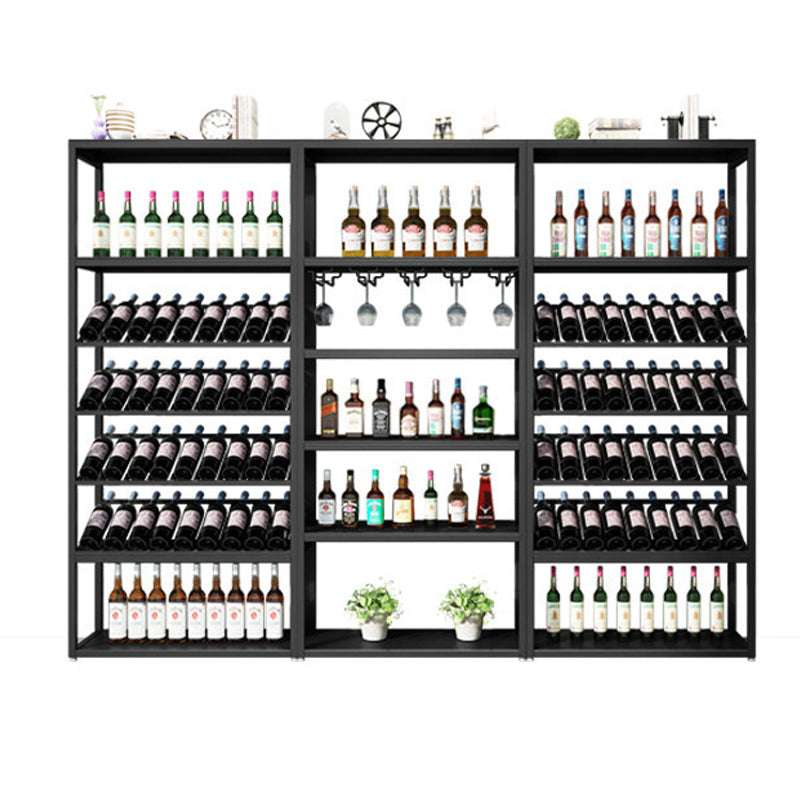 Industrial Iron Bottle Wine Rack Simple Floor Bottle Holder with Wine Storage 94.5"L x 14"W x 71"H Black Clearhalo 'furn' 'furn_wine_racks' 'Furniture' 'Kitchen & Dining Furniture' 'Wine Racks' 'wine_racks' 5739805