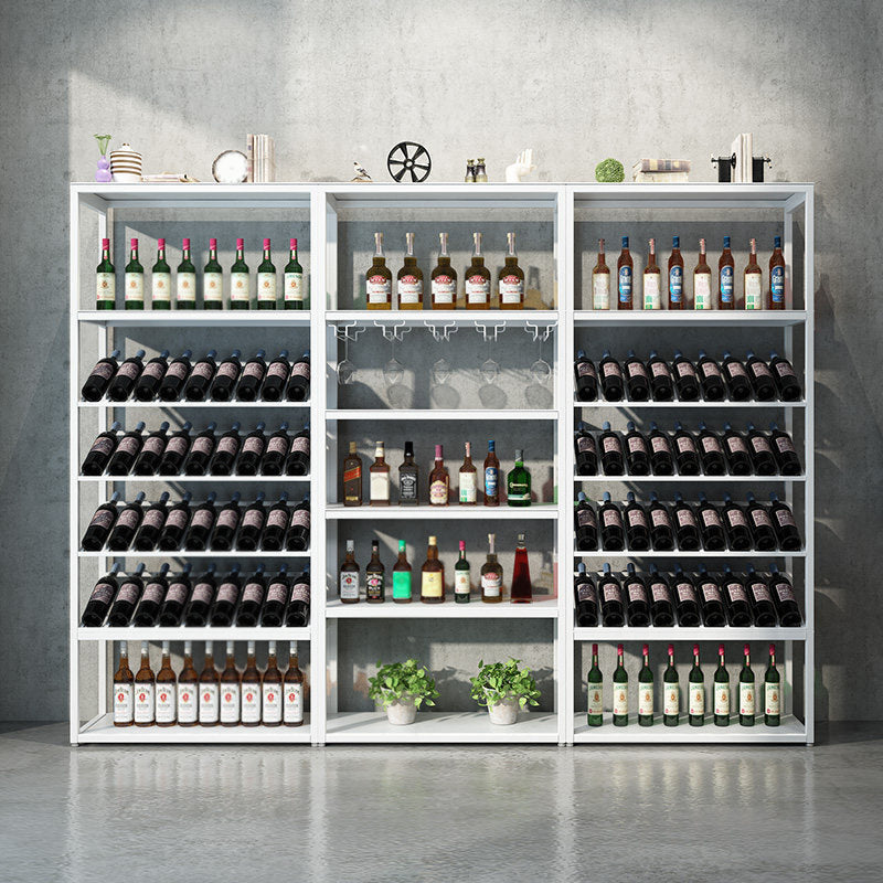 Industrial Iron Bottle Wine Rack Simple Floor Bottle Holder with Wine Storage 94.5"L x 14"W x 71"H White Clearhalo 'furn' 'furn_wine_racks' 'Furniture' 'Kitchen & Dining Furniture' 'Wine Racks' 'wine_racks' 5739806