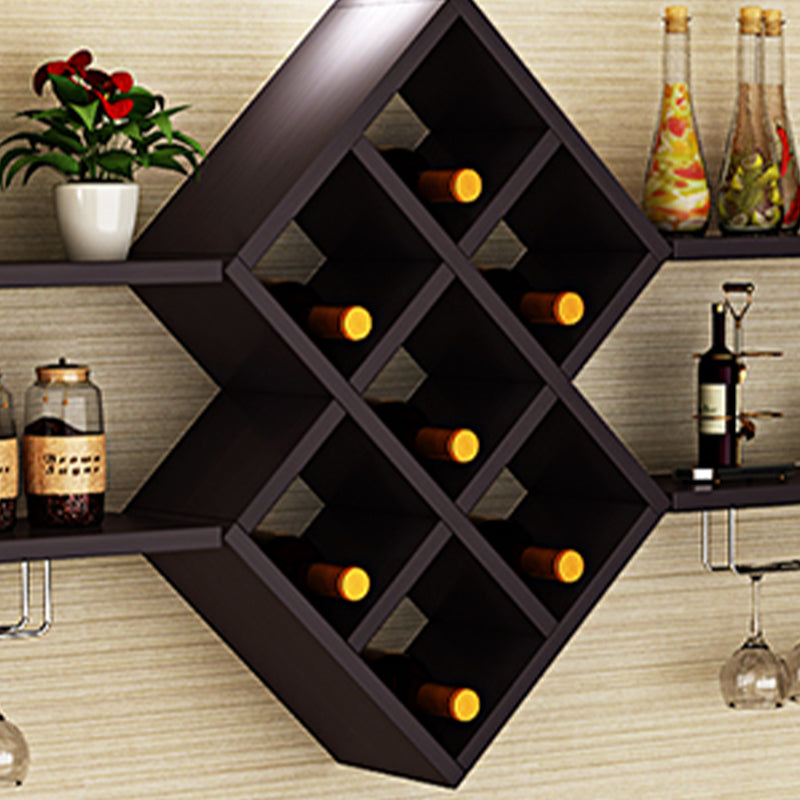 Contemporary Manufactured Wood Wine Bottle & Glass Rack Wall Mounted Wine Rack Kit