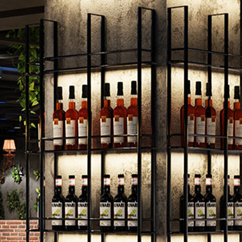 Moderne vloerwijnfles en glazen rek metalen wijnrek met wijnopslag
