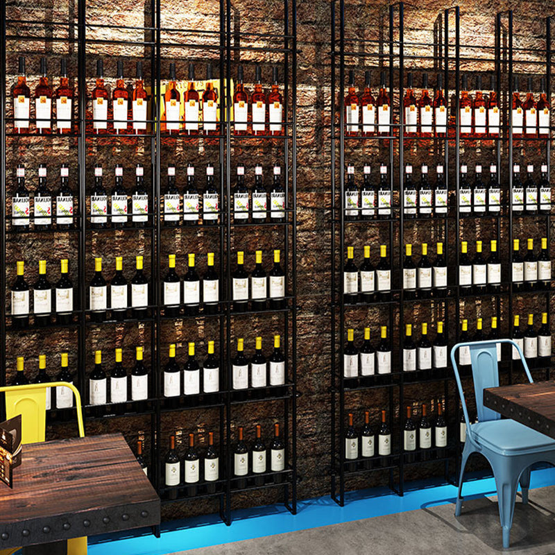 Bouteille à vin de sol moderne et rack de verre en métal rack de vin avec rangement de vin