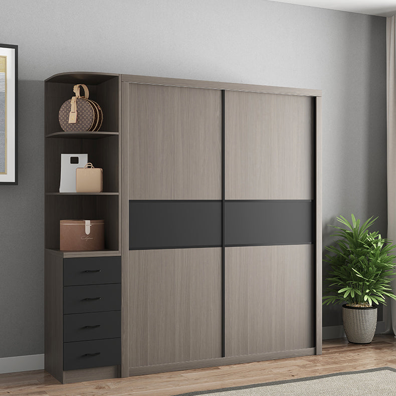 Engineered Wood Wardrobe Armoire With Shelves Modern Wardrobe Closet Clearhalo 'Armoires & Wardrobes' 'armoires_wardrobes' 'Bedroom Furniture' 'furn' 'furn_armoires_wardrobes' 'Furniture' 5740062