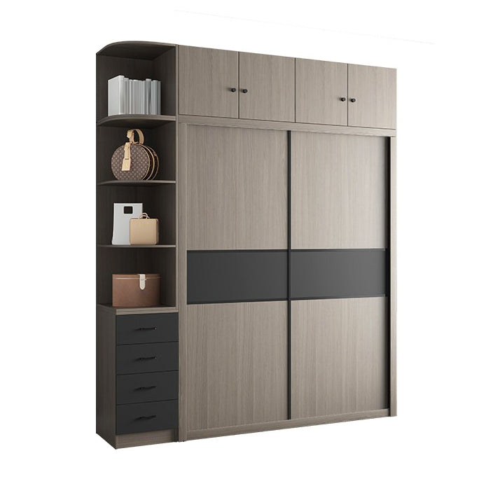 Engineered Wood Wardrobe Armoire With Shelves Modern Wardrobe Closet Clearhalo 'Armoires & Wardrobes' 'armoires_wardrobes' 'Bedroom Furniture' 'furn' 'furn_armoires_wardrobes' 'Furniture' 5740063