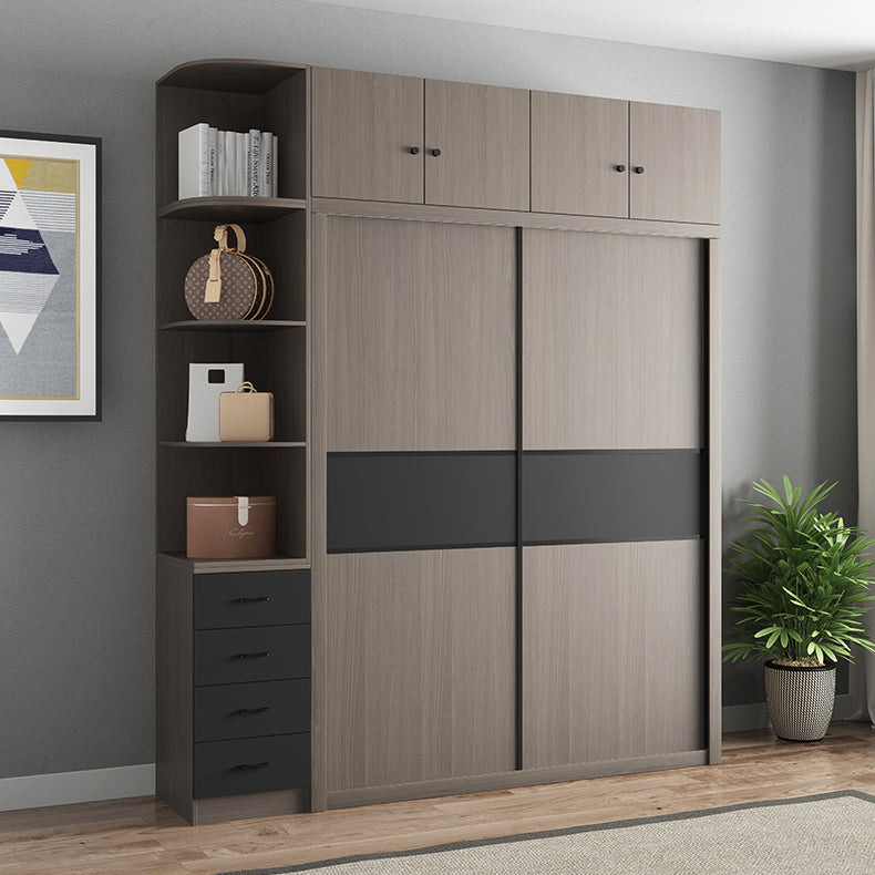 Engineered Wood Wardrobe Armoire With Shelves Modern Wardrobe Closet Clearhalo 'Armoires & Wardrobes' 'armoires_wardrobes' 'Bedroom Furniture' 'furn' 'furn_armoires_wardrobes' 'Furniture' 5740073