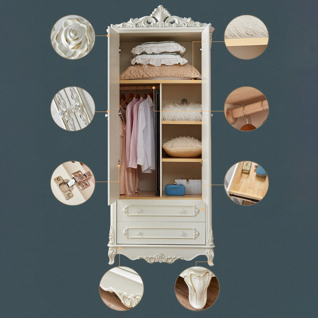 Franse plattelandsklederkast massief houten garderobe kast met stoffen staaf