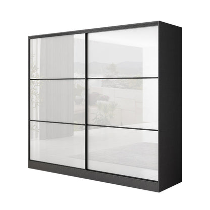 White and Black Wardrobe Armoire Engineered Wood Wardrobe Closet Armoires & Wardrobes Clearhalo 'Armoires & Wardrobes' 'armoires_wardrobes' 'Bedroom Furniture' 'furn' 'furn_armoires_wardrobes' 'Furniture' 5740173