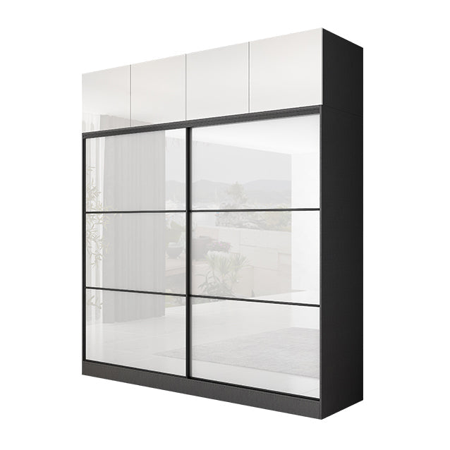 White and Black Wardrobe Armoire Engineered Wood Wardrobe Closet 47"L x 24"W x 79"H Armories & Top Cabinet Clearhalo 'Armoires & Wardrobes' 'armoires_wardrobes' 'Bedroom Furniture' 'furn' 'furn_armoires_wardrobes' 'Furniture' 5740174