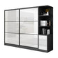 White and Black Wardrobe Armoire Engineered Wood Wardrobe Closet 47"L x 24"W x 79"H Armoires & Sideboard Clearhalo 'Armoires & Wardrobes' 'armoires_wardrobes' 'Bedroom Furniture' 'furn' 'furn_armoires_wardrobes' 'Furniture' 5740176