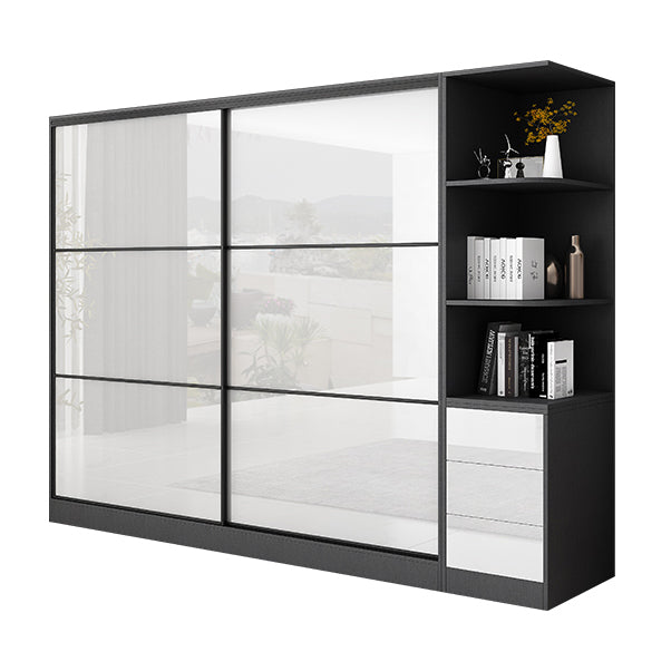 White and Black Wardrobe Armoire Engineered Wood Wardrobe Closet 47"L x 24"W x 79"H Armoires & Sideboard Clearhalo 'Armoires & Wardrobes' 'armoires_wardrobes' 'Bedroom Furniture' 'furn' 'furn_armoires_wardrobes' 'Furniture' 5740176