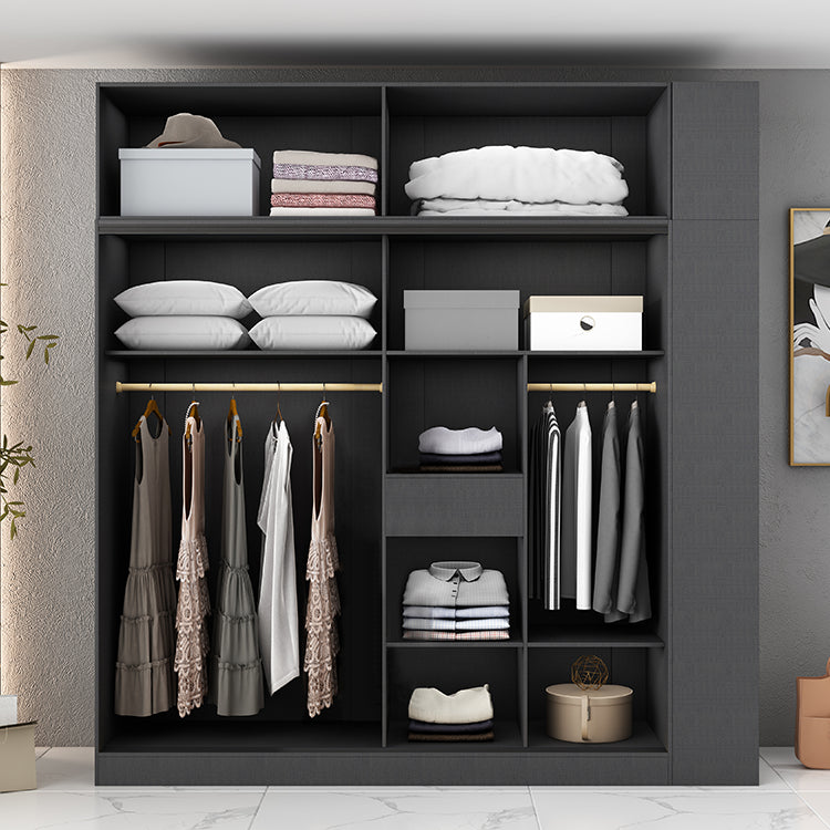 White and Black Wardrobe Armoire Engineered Wood Wardrobe Closet Clearhalo 'Armoires & Wardrobes' 'armoires_wardrobes' 'Bedroom Furniture' 'furn' 'furn_armoires_wardrobes' 'Furniture' 5740180