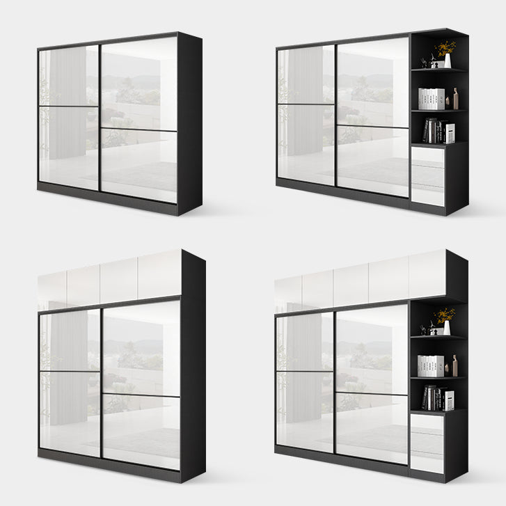 White and Black Wardrobe Armoire Engineered Wood Wardrobe Closet Clearhalo 'Armoires & Wardrobes' 'armoires_wardrobes' 'Bedroom Furniture' 'furn' 'furn_armoires_wardrobes' 'Furniture' 5740185