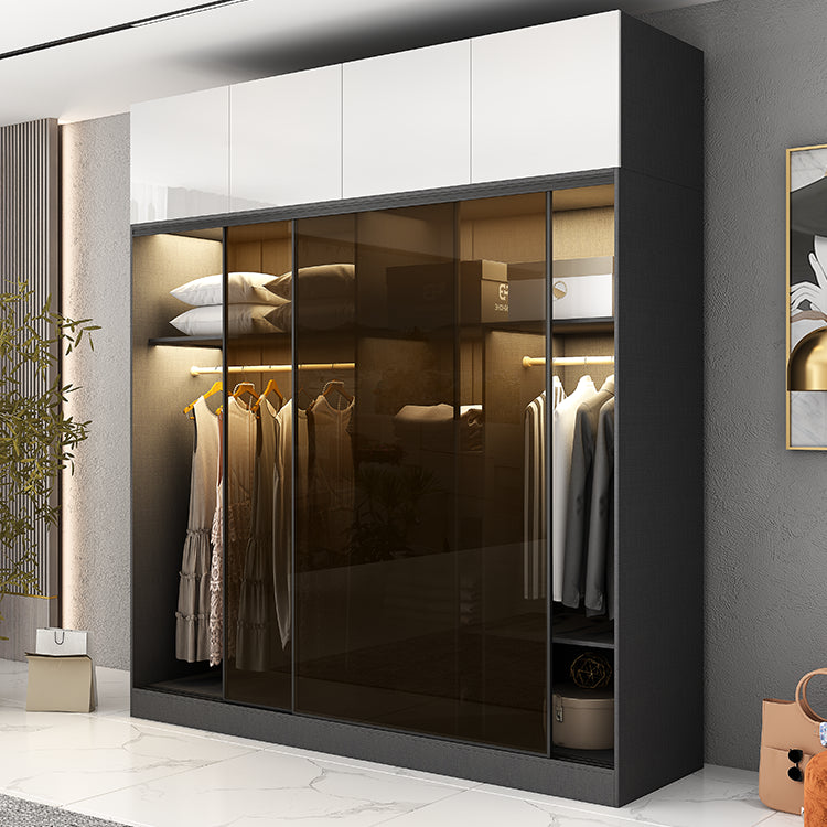 White and Black Wardrobe Armoire Engineered Wood Wardrobe Closet Clearhalo 'Armoires & Wardrobes' 'armoires_wardrobes' 'Bedroom Furniture' 'furn' 'furn_armoires_wardrobes' 'Furniture' 5740187