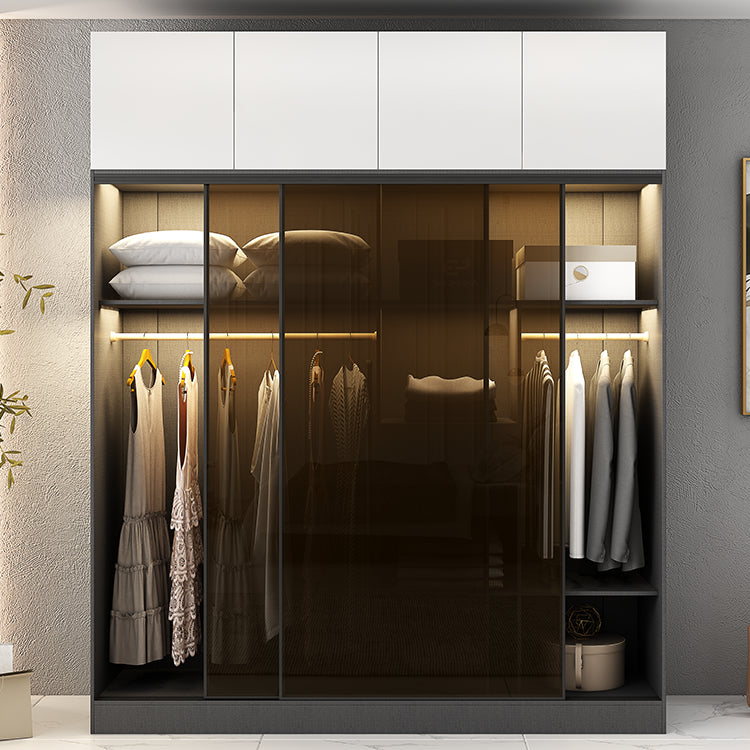 White and Black Wardrobe Armoire Engineered Wood Wardrobe Closet Clearhalo 'Armoires & Wardrobes' 'armoires_wardrobes' 'Bedroom Furniture' 'furn' 'furn_armoires_wardrobes' 'Furniture' 5740188