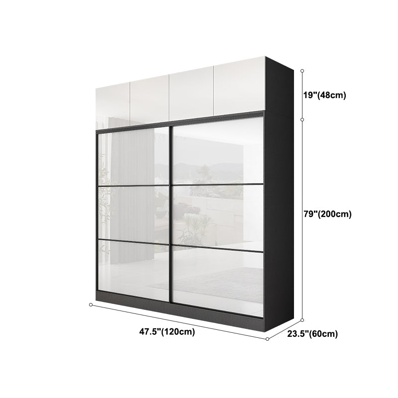 White and Black Wardrobe Armoire Engineered Wood Wardrobe Closet Clearhalo 'Armoires & Wardrobes' 'armoires_wardrobes' 'Bedroom Furniture' 'furn' 'furn_armoires_wardrobes' 'Furniture' 5740194