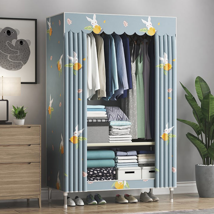 Contemporary Wardrobe Metal Bedroom Wardrobe Closet with Shelves Clearhalo 'Armoires & Wardrobes' 'armoires_wardrobes' 'Bedroom Furniture' 'furn' 'furn_armoires_wardrobes' 'Furniture' 5740200