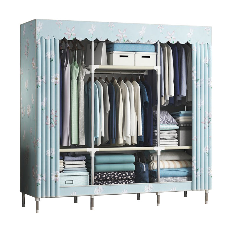 Contemporary Wardrobe Metal Bedroom Wardrobe Closet with Shelves 59"L x 18"W x 67"H Green Drawer Not Included Clearhalo 'Armoires & Wardrobes' 'armoires_wardrobes' 'Bedroom Furniture' 'furn' 'furn_armoires_wardrobes' 'Furniture' 5740214