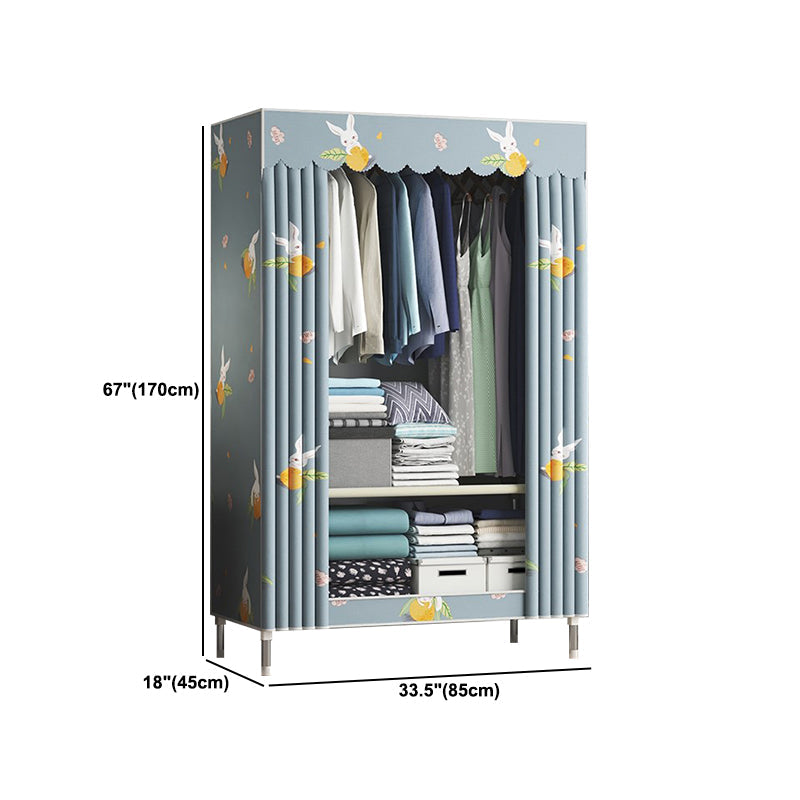 Contemporary Wardrobe Metal Bedroom Wardrobe Closet with Shelves Clearhalo 'Armoires & Wardrobes' 'armoires_wardrobes' 'Bedroom Furniture' 'furn' 'furn_armoires_wardrobes' 'Furniture' 5740225