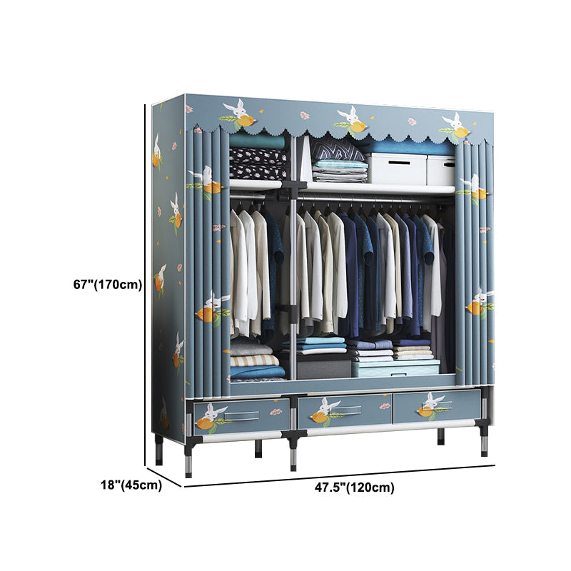 Contemporary Wardrobe Metal Bedroom Wardrobe Closet with Shelves Clearhalo 'Armoires & Wardrobes' 'armoires_wardrobes' 'Bedroom Furniture' 'furn' 'furn_armoires_wardrobes' 'Furniture' 5740227