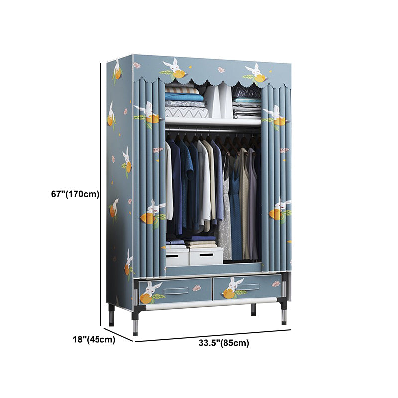 Contemporary Wardrobe Metal Bedroom Wardrobe Closet with Shelves Clearhalo 'Armoires & Wardrobes' 'armoires_wardrobes' 'Bedroom Furniture' 'furn' 'furn_armoires_wardrobes' 'Furniture' 5740228