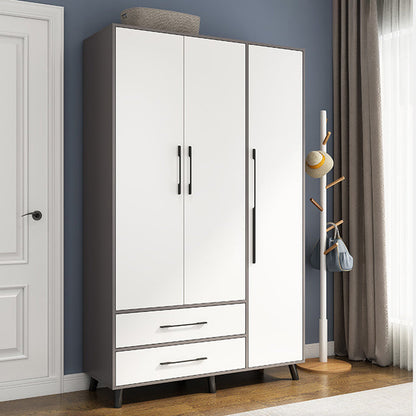 Wooden Wardrobe Closet With Shelves Contemporary Wardrobe Armoire 47.2"L x 18.9"W x 75.6"H Grey Clearhalo 'Armoires & Wardrobes' 'armoires_wardrobes' 'Bedroom Furniture' 'furn' 'furn_armoires_wardrobes' 'Furniture' 5740230