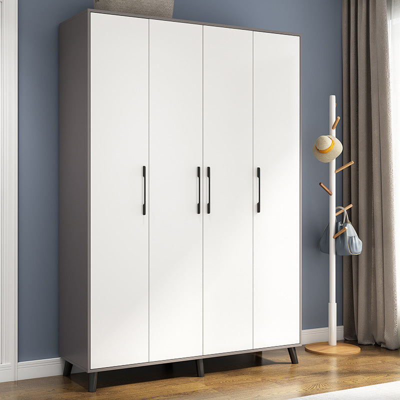 Wooden Wardrobe Closet With Shelves Contemporary Wardrobe Armoire 55.1"L x 18.9"W x 75.6"H Grey Clearhalo 'Armoires & Wardrobes' 'armoires_wardrobes' 'Bedroom Furniture' 'furn' 'furn_armoires_wardrobes' 'Furniture' 5740233