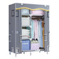 Modern Style Wardrobe Metal Bedroom Wardrobe Closet with Cloth Rod 41"L x 18"W x 67"H Grey Clearhalo 'Armoires & Wardrobes' 'armoires_wardrobes' 'Bedroom Furniture' 'furn' 'furn_armoires_wardrobes' 'Furniture' 5740252