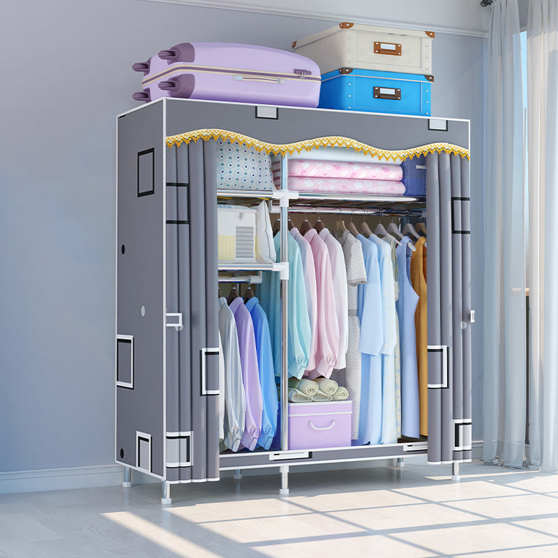 Modern Style Wardrobe Metal Bedroom Wardrobe Closet with Cloth Rod Clearhalo 'Armoires & Wardrobes' 'armoires_wardrobes' 'Bedroom Furniture' 'furn' 'furn_armoires_wardrobes' 'Furniture' 5740255