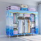 Modern Style Wardrobe Metal Bedroom Wardrobe Closet with Cloth Rod 65"L x 18"W x 67"H Blue Clearhalo 'Armoires & Wardrobes' 'armoires_wardrobes' 'Bedroom Furniture' 'furn' 'furn_armoires_wardrobes' 'Furniture' 5740271