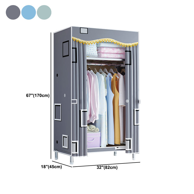 Modern Style Wardrobe Metal Bedroom Wardrobe Closet with Cloth Rod Clearhalo 'Armoires & Wardrobes' 'armoires_wardrobes' 'Bedroom Furniture' 'furn' 'furn_armoires_wardrobes' 'Furniture' 5740280