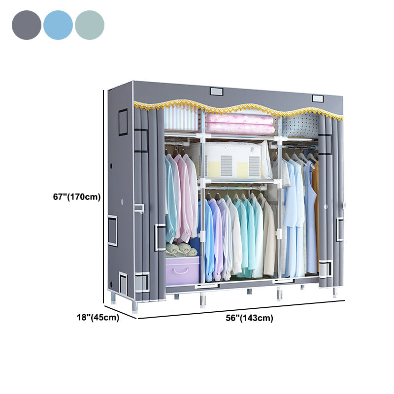Modern Style Wardrobe Metal Bedroom Wardrobe Closet with Cloth Rod Clearhalo 'Armoires & Wardrobes' 'armoires_wardrobes' 'Bedroom Furniture' 'furn' 'furn_armoires_wardrobes' 'Furniture' 5740283