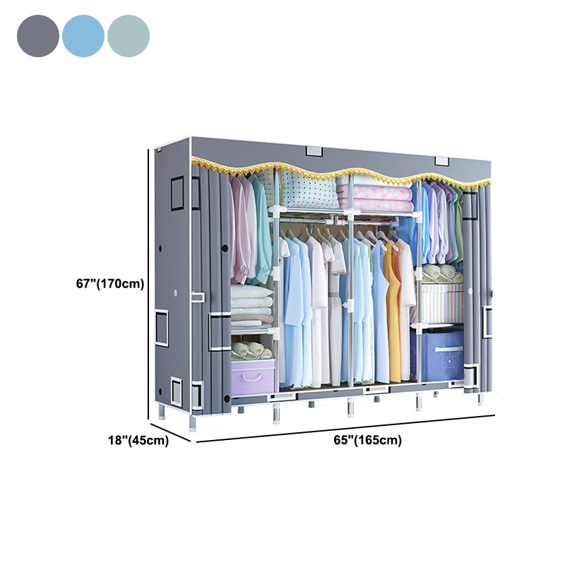 Modern Style Wardrobe Metal Bedroom Wardrobe Closet with Cloth Rod Clearhalo 'Armoires & Wardrobes' 'armoires_wardrobes' 'Bedroom Furniture' 'furn' 'furn_armoires_wardrobes' 'Furniture' 5740284
