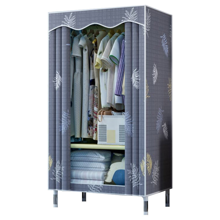 Modern Style Wardrobe Metal 1-Door Wardrobe Closet with Cloth Rod 25.6"L x 17.7"W x 66.9"H Grey Clearhalo 'Armoires & Wardrobes' 'armoires_wardrobes' 'Bedroom Furniture' 'furn' 'furn_armoires_wardrobes' 'Furniture' 5740287