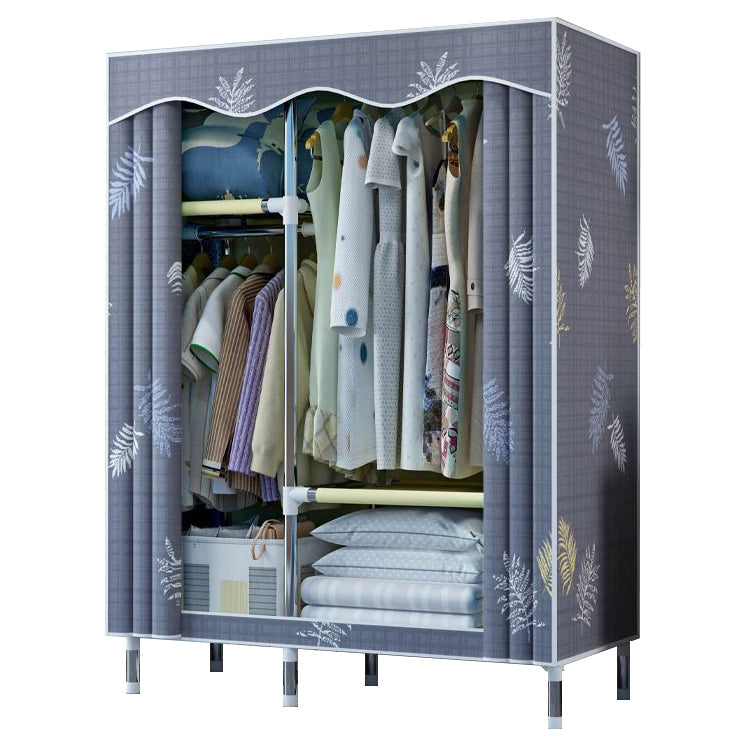 Modern Style Wardrobe Metal 1-Door Wardrobe Closet with Cloth Rod 40"L x 18"W x 67"H Grey Clearhalo 'Armoires & Wardrobes' 'armoires_wardrobes' 'Bedroom Furniture' 'furn' 'furn_armoires_wardrobes' 'Furniture' 5740289