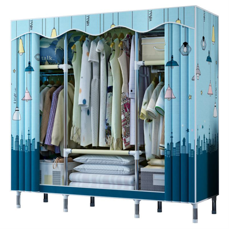 Modern Style Wardrobe Metal 1-Door Wardrobe Closet with Cloth Rod Clearhalo 'Armoires & Wardrobes' 'armoires_wardrobes' 'Bedroom Furniture' 'furn' 'furn_armoires_wardrobes' 'Furniture' 5740295