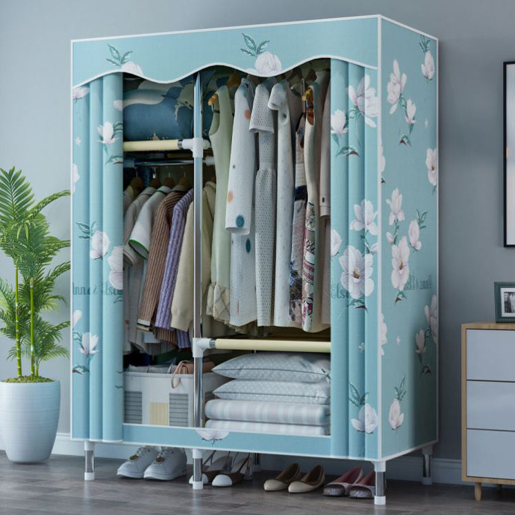 Modern Style Wardrobe Metal 1-Door Wardrobe Closet with Cloth Rod 40"L x 18"W x 67"H Green Clearhalo 'Armoires & Wardrobes' 'armoires_wardrobes' 'Bedroom Furniture' 'furn' 'furn_armoires_wardrobes' 'Furniture' 5740306