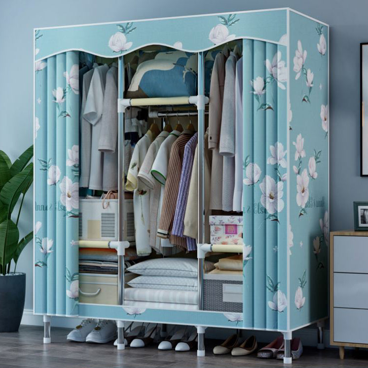 Modern Style Wardrobe Metal 1-Door Wardrobe Closet with Cloth Rod 49"L x 18"W x 67"H Green Clearhalo 'Armoires & Wardrobes' 'armoires_wardrobes' 'Bedroom Furniture' 'furn' 'furn_armoires_wardrobes' 'Furniture' 5740309